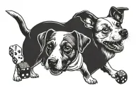 jack Russell ears outline + Vegas poker chips and dice + Detroit lions + momento mori saying tattoo design idea