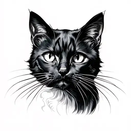 Spooky black cat tattoo design idea