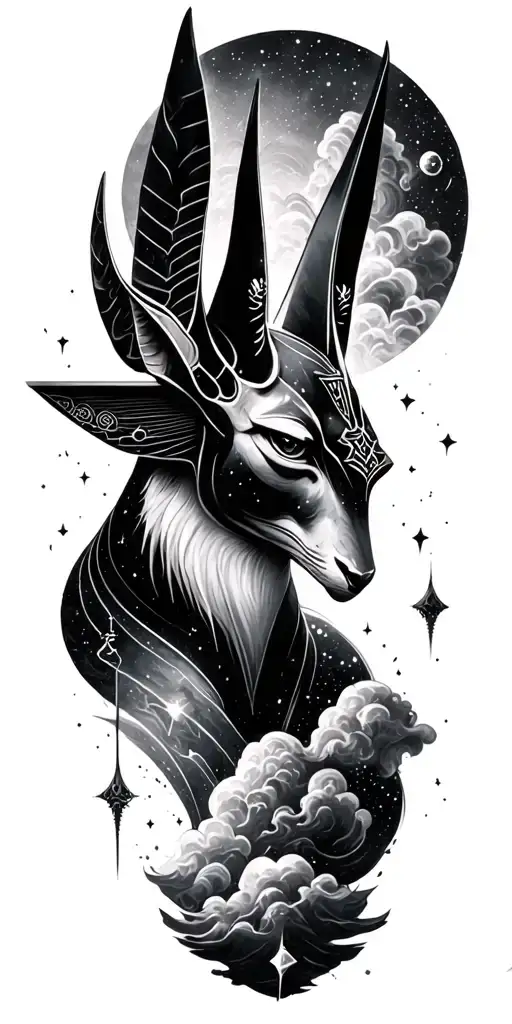 Space Theme With Cosmic Dust Clouds Anubis And all seing eye Tattoo tattoo design idea