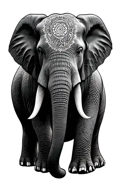 elephant adorned with traditional tattoo design idea