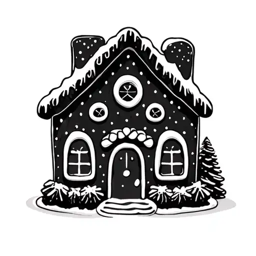 gingerbread candy house tattoo design idea