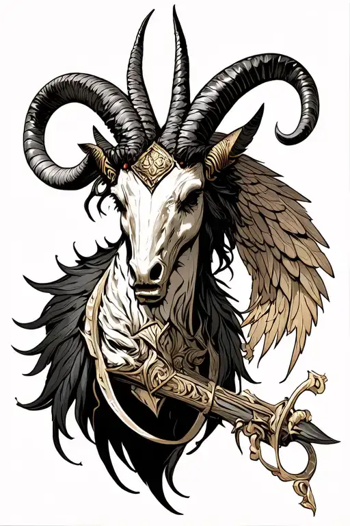 arcangel uriel with capricorn zodiac sign tattoo design idea