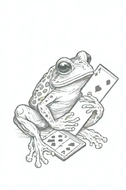 Frog holding playing cards tattoo design idea