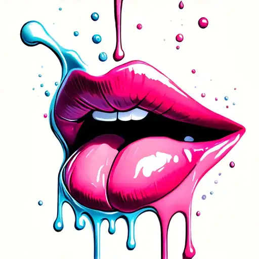 lips, tongue out, dripping milk from tip tattoo design idea