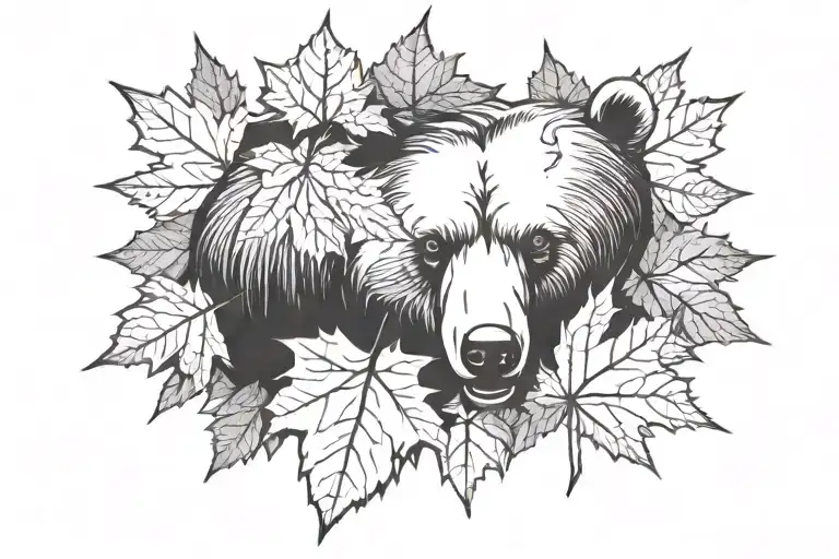 bear Maple Leaf tattoo design idea