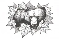 bear Maple Leaf tattoo design idea
