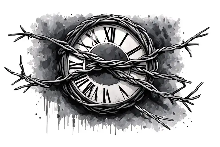 roman numeral and barb wire wrapped tattoo design idea