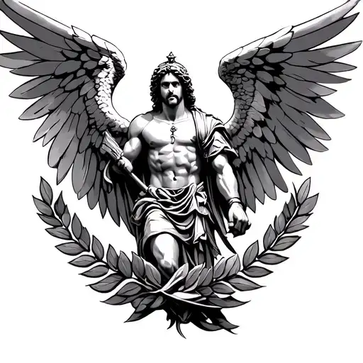 st.Michael the archangel warrior roman laurels tattoo design idea