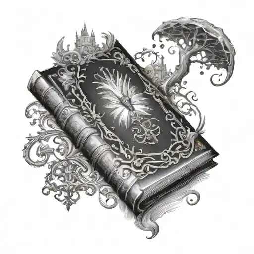 Fantasy Book tattoo design idea
