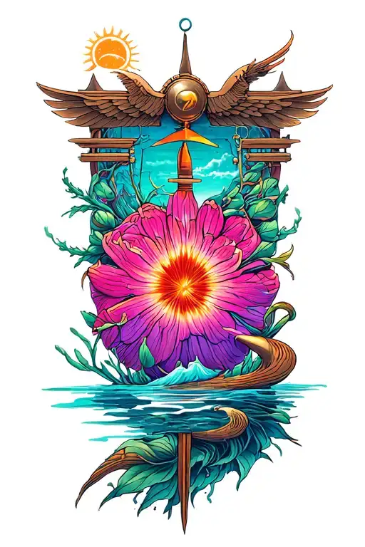 east west navigation symbol tattoo design idea