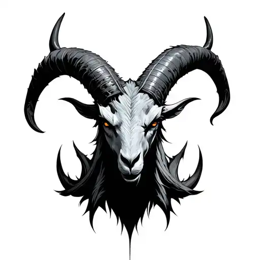 devil goat horns bahamut head tattoo design idea