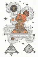 maze castle space supernova tattoo design idea