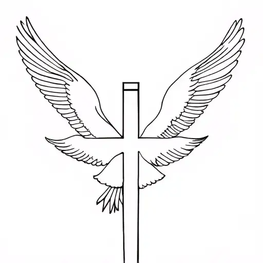 cross with two doves flying on top  tattoo design idea