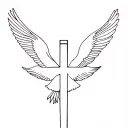 cross with two doves flying on top  tattoo design idea
