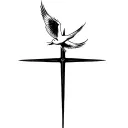 cross with two doves flying on top  tattoo design idea