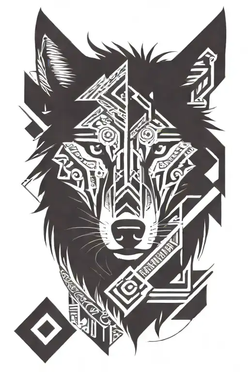 wolf looking straight  tattoo design idea
