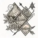 three horizontal arrows and mountains  tattoo design idea