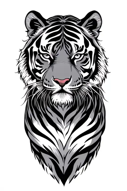 traditional Asian tiger  tattoo design idea