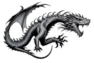 nordic dragon emerging tattoo design idea
