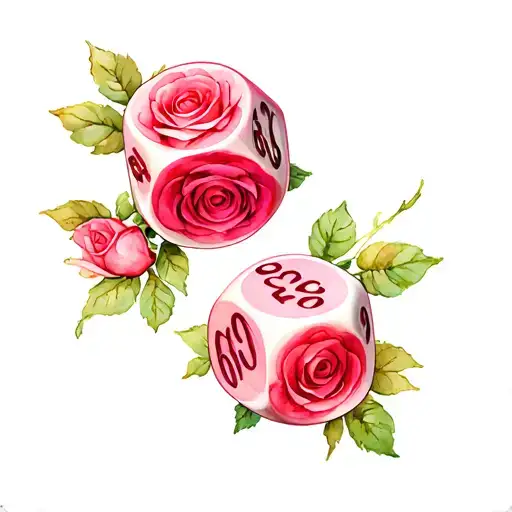 Dice both displaying 4 with roses tattoo design idea