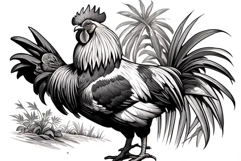 Key West rooster standing proudly tattoo design idea