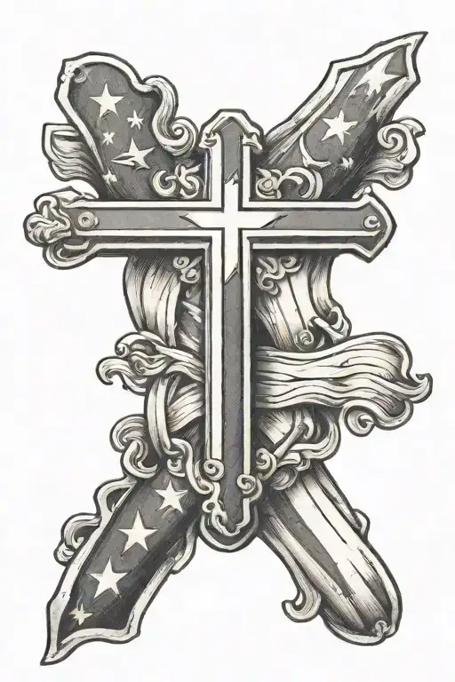 american flag cross tattoo design idea