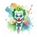 Create a Joker tattoo from the movie 2024 with an abstract, stylized design using paint splashes and shapes tattoo design idea