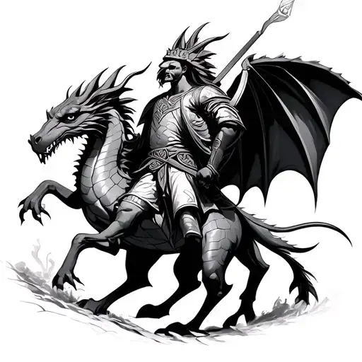 St. george slaying the dragon, celtic themed tattoo design idea