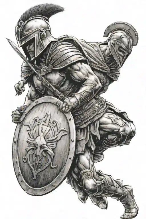 spartan soldier dying on sheild son coming to help  tattoo design idea