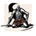 crusader knight kneeling tattoo design idea