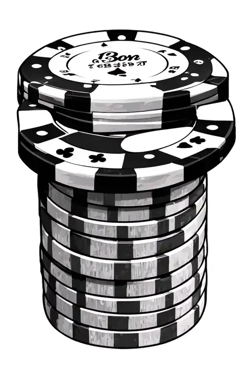 single poker chip with birthdate incorporated within tattoo design idea