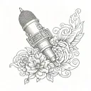 Sketch-style tattoo of a microphone with lyrics from a One Direction song wrapping around it tattoo design idea