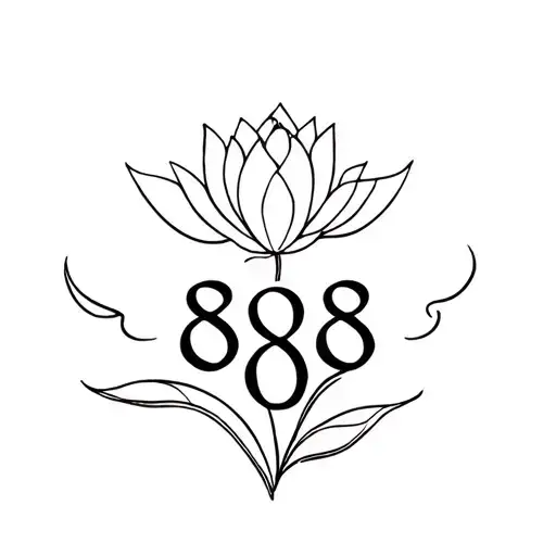 888 angel number with lotus flower blooming tattoo design idea
