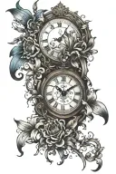 broken clock face lily tattoo design idea