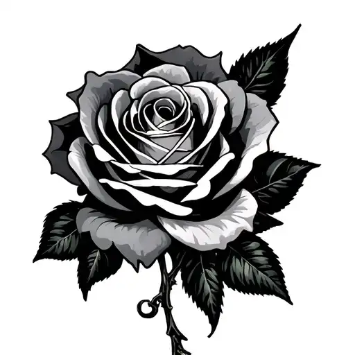 Irish rose men's dark gothic  incorporate skeleton tattoo design idea