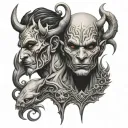 half devil half god tattoo design idea
