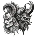 half devil half god tattoo design idea