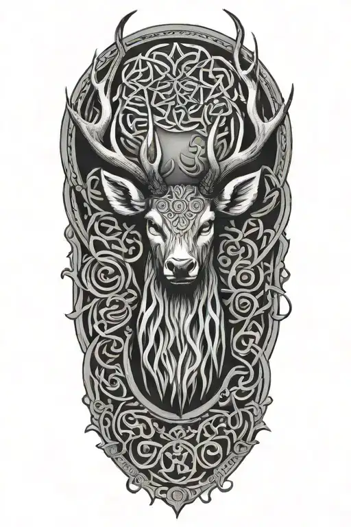 Celtic stag surrounded tattoo design idea