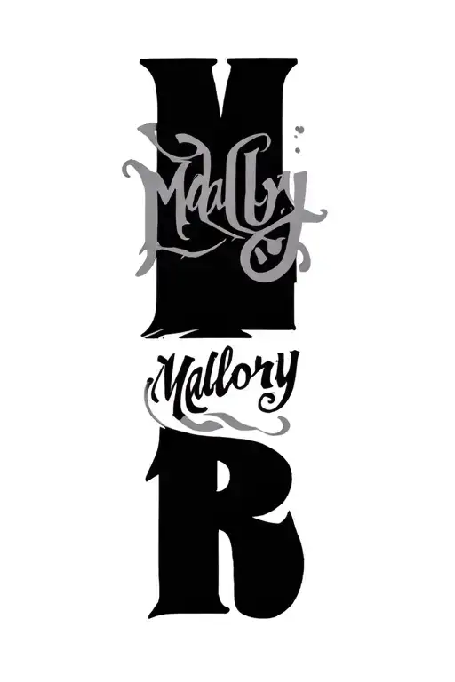 "Mallory " name written tattoo design idea