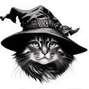 Cat With Witch Hat tattoo design idea