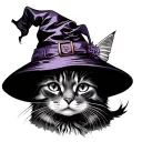 Cat With Witch Hat tattoo design idea