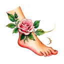 Small tattoo on foot rose with a thorn circled around the ankle tattoo design idea