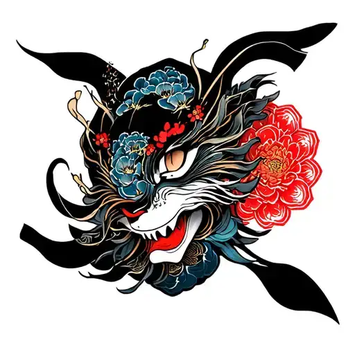 cyber sigilism Japanese tattoo design idea