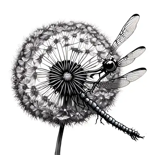 dandelion dragonfly tattoo design idea