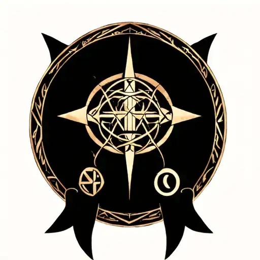 Hermetic symbols intertwined symbolizing tattoo design idea