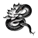 Snake And Lotus tattoo design idea