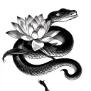 Snake And Lotus tattoo design idea