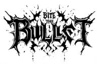 "Bite The Bullet" Brushstroke Expressive Raw Dark Lettering Blackwork Chaotic tattoo design idea