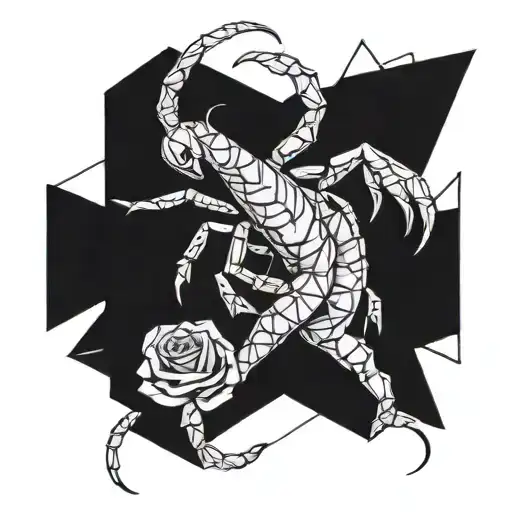 scorpion avec une rose intertwined tattoo design idea