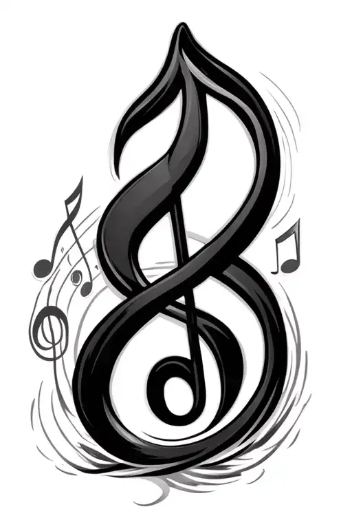 Grandad, John Deere tractor, music note intertwined tattoo design idea